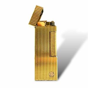 【美品】ダンヒル dunhill ガスライター ロゴ ローラー式 ゴールドカラー 喫煙具 人気 ブランド 小物 現状品 火花確認済み