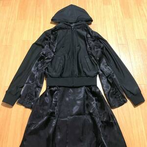 COMME des GARCONS AD2018 19ss ドッキングコート フードパーカー レイヤード キュプラワンピース コムデギャルソン 2019ss GC-J020