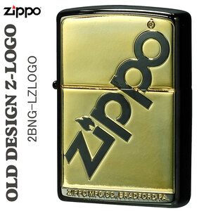 zippo(ジッポーライター)LOGO DESSIGN ロゴデザイン黒ニッケル＆金コンビメッキ シンプル【ネコポス対応】