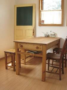 10c…drawer dining TABLE pine w1500 / notパインテーブル長机