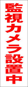 お手軽短冊看板ロング「監視カメラ設置中（赤）」【防犯・防災】屋外可