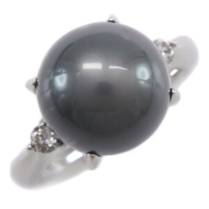 真珠 D0.13 リング・指輪11.5 ｍｍ Pt900プラチナ×ブラックパール（黒蝶真珠）×ダイヤモンド 11.5号 【19160133】中古