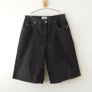 GUESS jeans 90s デニムショートパンツ ウォッシュ加工のブラックデニム 34 (m-101)