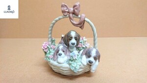 N-76 廃盤 希少 LLADRO リヤドロ 1441 三つ子の子犬 フィギュリン 西洋磁器 人形 置物 dog figurine object SPAIN 子犬 犬 アンティーク