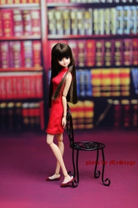 人形服2307-201　ボルタ-ネックドレス（赤）　momoko、ジェニー、OBITSUボディ、MISAKI