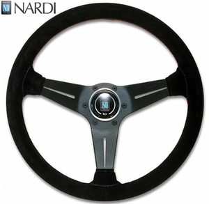 【正規品】ナルディ NARDI SPORTS TYPEラリー / N754　35φ ブラックスエード・ブラックスポーク DEEP 80mm ホーンボタン付属