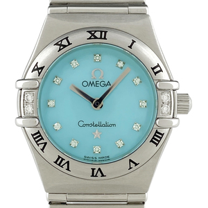 オメガ OMEGA コンステレーション ミニ 1566.86 腕時計 SS ダイヤモンド クォーツ ライトブルー レディース 【中古】