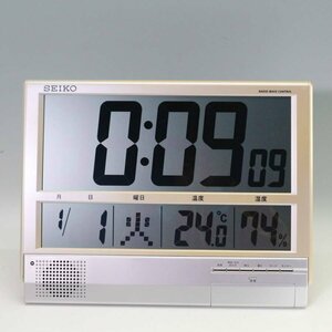 SEIKO セイコー カレンダー/湿度/温度計付き デジタル 電波時計 SQ419S 置き/掛け兼用 大型 リビング オフィス◆837f03