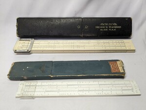  HEMMI SUN 計算尺 ヘンミ レトロ 計算機 箱　FUJI PLASTIC SLIDERULE BAMBOO SLIDE RULE 昭和レトロ 定規 レトロ 計算尺