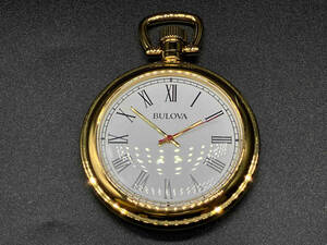 【即決】BULOVA ブローバ 懐中時計 チェーン 48mm メンズ 時計 bulova ウォッチ メンズ レディース 電池式 ゴールドメッキ