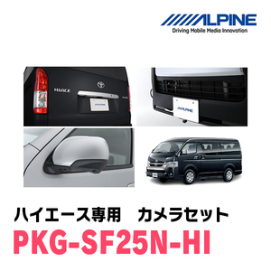 ハイエース(H25/12～現在)専用　アルパイン / PKG-SF25N-HI　ナンバー取付3カメラセット(フロント・バック・サイド)　ブラック