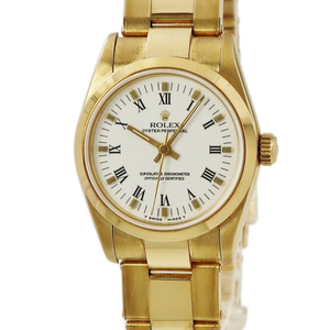 【3年保証】 ロレックス オイスターパーペチュアル 67488 S番 K18YG無垢 白 ローマ トリチウム 自動巻き レディース ボーイズ 腕時計