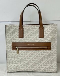 ◎【MICHAEL KORS/マイケルコース】トートバッグ ケンリー 総柄 ホワイト/ブラウン 35T0GY9T3B 保存袋あり 中古品/kb3130