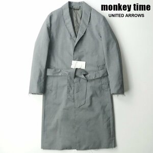 新品タグ付き monkey time モンキータイム SHAWL GAWN カットオフ加工 ショールガウンコート グレー L チェスター【定価￥28,000-】