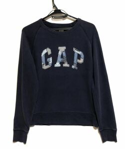 ■OLD GAP・白タグ・80s 90s■GAP・ギャップ　スウェットトレーナー■大きめSサイズ・ネイビー・ビンテージ