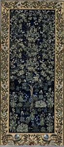 ウィリアム・モリス　生命の樹　生命の木　ジャカード織り　タペストリー　置物壁掛け　ブルー　約160x70cm Morris tapestry