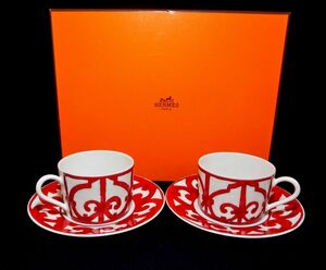 1000円スタート 食器 計2点 HERMES エルメス Balcon du Guadalquivir ガダルキヴィール カップ&ソーサー ブランド食器 箱付 3 BB①406