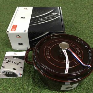 GX2003 staub ストウブ COCOTTE RONDE 1102487 24CM-3.7L グレナディンレッド 鋳物 ホーロー 調理器具 箱傷汚れ有り 未使用 保管品 鍋