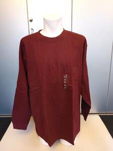 ★【新品】UNIQLO ユニクロ クルーネックT 長袖 19Wine ワインレッド 3XL