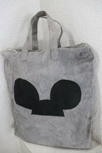 即決 COMME des GARCONS コムデギャルソン Disney ディズニー Mickey Mouse ミッキーマウス 豚革 ピグスウェード トートバッグ グレー 灰色