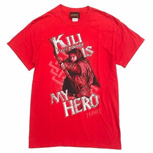 美品!!THE HOBBIT『Kili Is My Hero』オフシャル プリント Tシャツ(S)赤 レッド ホビット