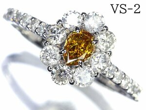 RZ2667SS【1円～】新品【RK宝石】《Diamond》VS-2 極上イエローダイヤモンド 0.332ct 極上脇石クリアダイヤ 総計0.73ct Pt950 高級リング