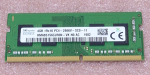 ◆SK hynix HMA851S6CJR6N-VK - PC4-21300/DDR4-2666/PC4-2666V 260Pin DDR4 S.O.DIMM 4GB 動作品