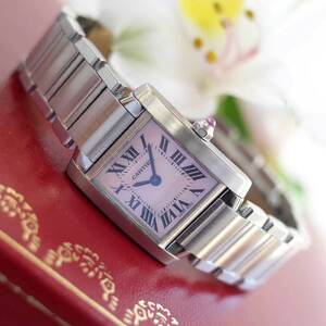 Cartier カルティエ タンクフランセーズ SM W51028Q3 ピンクシェル レディース クォーツ 腕時計 メンテ済 ブレス良好 1年保証