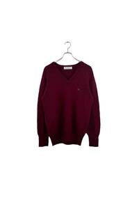 Made in SCOTLAND Burberrys red sweater バーバリーズ 長袖セーター ニット ウール レッド系 Vネック ヴィンテージ 6