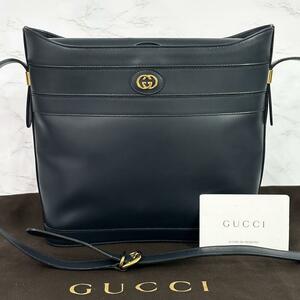 グッチ オールドグッチ GUCCI ショルダーバッグ ネイビー レザー　mna31-8