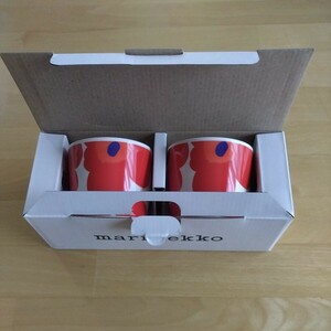 【未使用】marimekko マリメッコ Unikko ウニッコ コーヒーカップセット(ハンドルなし) ペア