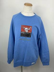 131-KM2730-100s WACKO MARIA ワコマリア JEAN-MICHEL BASQUIAT WASHED HEAVY WEIGHT CREW NECK SWEAT SHIRT スウェット ブルー Mサイズ