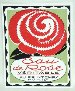 フランスアンティーク香水ラベル　Eau de Rose VE RITABLE AU PRINTEMPS PARIS １９２０年