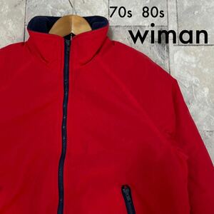 70s 80s USA製 wiman ワイマン 中綿ジャケット 裏地フリース 紙タグ ヴィンテージ ナイロン レッド サイズM 玉SS1073