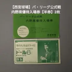 【西宮球場】パ・リーグ公式戦内野席優待入場券【半券】2枚