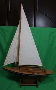 木製 ヨット模型 布製セイル 全長60cm 全高95cm