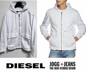 未使用///DIESELディーゼルJ-DAN-NE.joggジーンズMフーデットマウンテンパーカー00SNJV0684U/WHITE KROOLEYTHOMMER