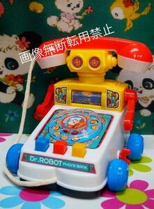 【OM572】昭和レトロポップロボットでんわ おもちゃの電話 箱付き 車 貯金箱 コインバンク