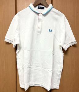 1円〜FRED PERRY フレッドペリー ホワイト 半袖ポロシャツ メンズ XLサイズ YTWON-XTM C206 日本製 国内正規品 限定 希少 絶版 レア ゴルフ