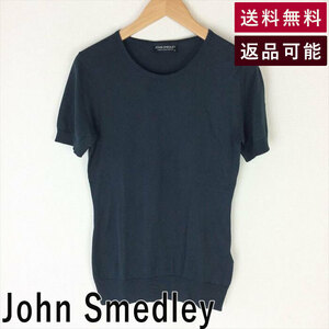 ジョンスメドレー John Smedley 半袖ニット コットン 薄手 ダークグリーン D0713Y003-D0901 中古 古着