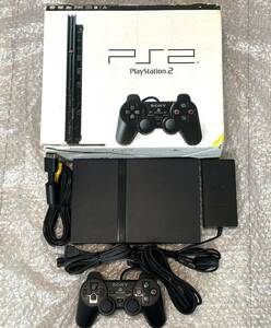 〈本体状態良好・動作確認済み〉PS2 プレイステーション2 SCPH-70000 CB チャコールブラック 薄型 本体 プレステ2 PlayStation2