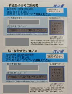 大黒屋★※番号通知対応のみ ANA 全日空 株主優待券 2枚セット★有効期限2024年5月31日までの搭乗★