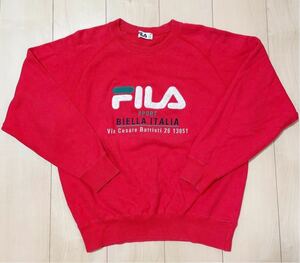 良品　90s　FILA SPORT　オールド フィラ　長袖　スウェット　トレーナー　レッド　メンズ　Sサイズ相当　レトロ　ヴィンテージ