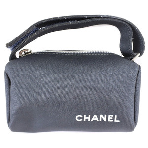 CHANEL シャネル ロゴ ヴィンテージ ポーチ ナイロン グレー レディース【H212922456】中古