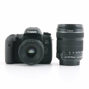 1円～ Canon キヤノン デジタル一眼カメラ EOS 8000D / EF 50mm 1.8 STM / EF-S 18-135ｍｍ 3.5-5.6　【電源ONのみ確認】