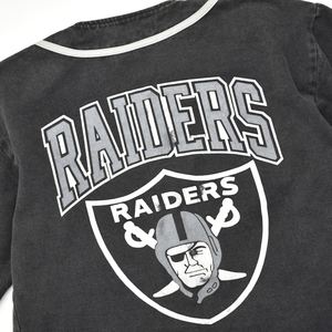 希少 90s usa vintage NFL RAIDERS レイダース ベースボールシャツ ブラックデニム USA製 size.S 