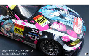 タミヤ電動RC・ 1/10初音ミクStudia GLAND BMW Z4 4WDのLEDライトカスタム完成品