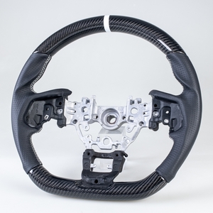 スバル用 WRX 2022-2023 D型 ステアリング ホイール ハンドル カーボンx本革パンチングレザーx白い輪デザイン