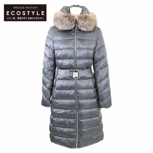 美品/国内正規/23年製 MONCLER モンクレール LEERSIE ベルト/ファー付 フーディダウン コート 0 グレー レディース