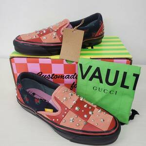 0605-208□新品未使用 GUCCI × VANS OG Classic Slip-On Red&Pink グッチ バンズ クラシック スリッポン 赤 ピンク 27.0cm 付属品有 